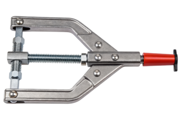 Metal clamp with adjustable screw isolated with transparent background