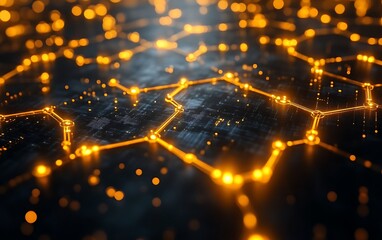 Glowing hexagonal network texture.