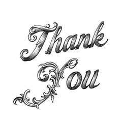 Thank You with a Hand-Drawn Feel Isolated on a Transparent Background