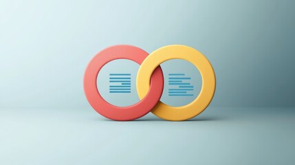 CRM customer relationship management infographic concept for slide presentation with big circle venn linked union badge opposite with 3 point list with flat style