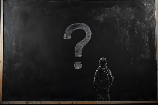 Intriguing Inquiry: Bold Question Mark on Blackboard with Chalk Texture