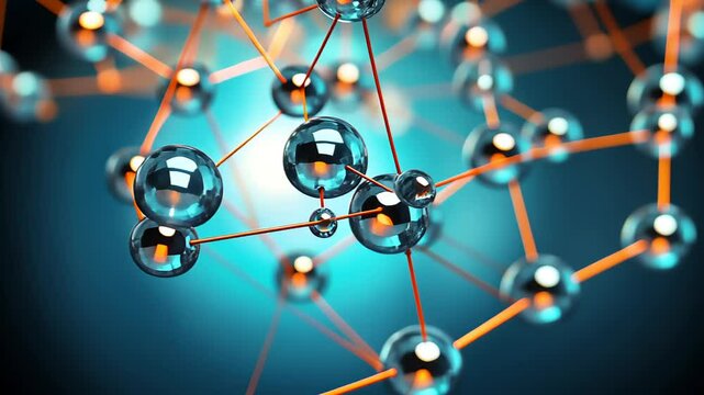 molecule or atom, Abstract structure for Science or medical background, 3d illustration, science, atom, abstract, chemistry, structure, blue, chemical, background