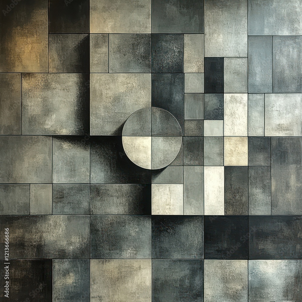 Aufkleber abstract geometric pattern in soft grey tones with overlapping shapes and subtle texture