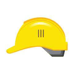 yellow construction helmet icon,head protection while working,vector illustration on white background,