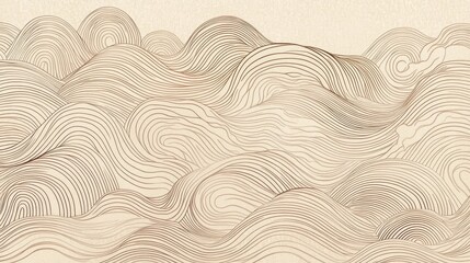 curvy zen line pattern background, beige tone