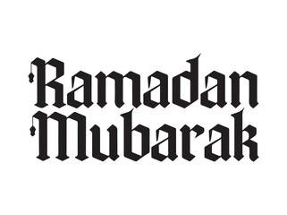 Ramadan Mubarak text typography. Perfect for greeting card, posters, and festive decorations during the Islamic holy month of Ramadan. Vector illustration