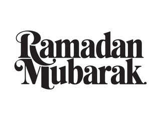 Ramadan Mubarak text typography. Perfect for greeting card, posters, and festive decorations during the Islamic holy month of Ramadan. Vector illustration