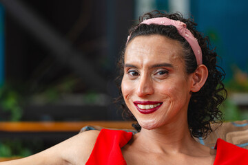 Photograph of transgender woman smiling