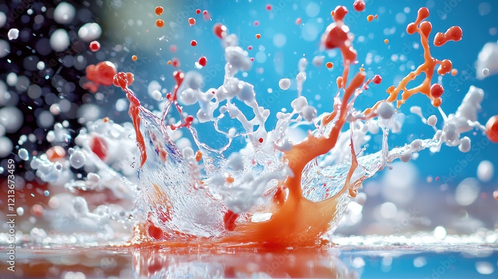 Poster dynamic splash of colorful liquid studio high-resolution photography abstract environment close-up v
