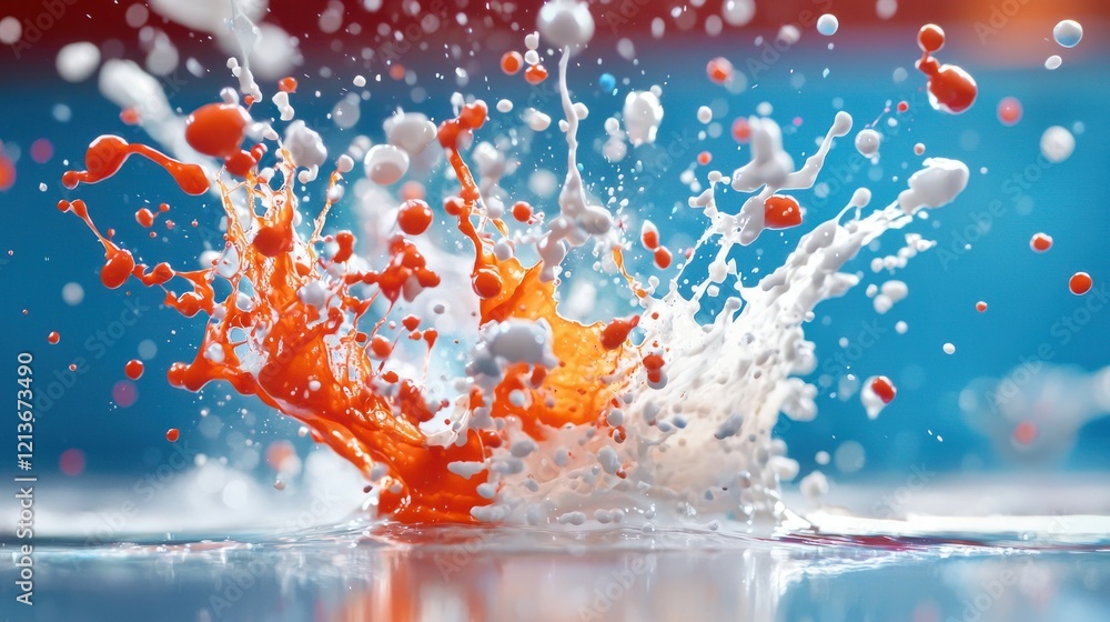Poster dynamic splash of colorful paint studio abstract photography art environment close-up view creative 