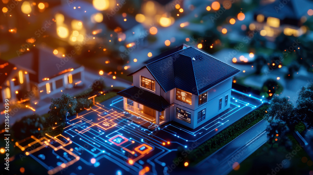 Poster 3d rendering of smart home research lab showcasing advanced technology and digital integration. illu