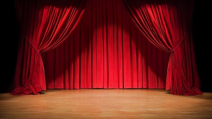 Majestic Red Theater Curtains Awaiting the Show