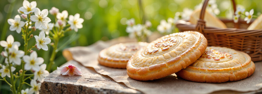 Handmade lefse displayed on picnic blanket outdoors, spring delight