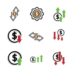 coin icon. vector coin dollar. money management vector, business and finance icon, indicating continuous movement. mixed design style