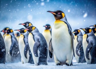 Fototapeta premium Antarctic Penguins & Snowflakes: A Winter Wonderland Documentary Photography