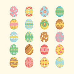 Decorated Colorful Easter Eggs in Various Patterns Collection