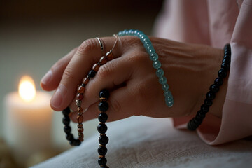 hand holding a rosary