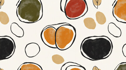 Abstract pattern with colorful circles and ovals