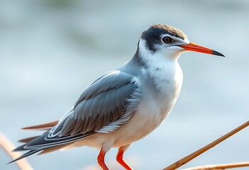 Fototapeta premium Elegant River Tern: A Serene Coastal Portrait