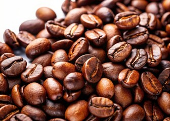Coffee Beans Isolated White Background - High-Resolution Stock Photo for Food & Beverage Industry