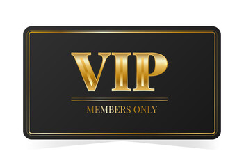 Premium VIP card with gold elements, members only. Black colors. Vector illustration on transparent background