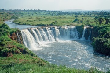 Fototapeta premium Murchison falls cascading into the victoria nile in uganda, africa