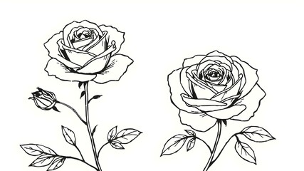 Delicate line-drawn roses in black on a soft cream background, perfect for a minimalist and artistic vibe