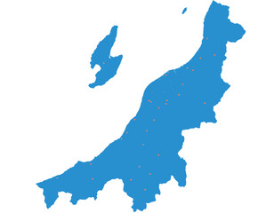 新潟県　地図　ブルー　斑点　イラスト © 酢漬け きゅうりの