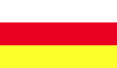 High detailed flag of South Ossetia. National South Ossetia flag. 3D illustration.