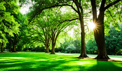 Obraz premium The shade of ancient trees creates a symphony of light and natural harmony