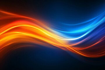 Obraz premium Abstract blue and orange background with flowing shapes and lines, an elegant mix of dark navy, deep ocean tones. It creates a sense of movement and fluidity that adds depth to the overall composition