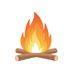 Campfire Illustration with Burning Logs: Vector Fire Graphic