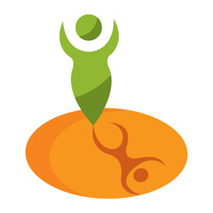 Abstract Fitness Logo with Green Figure and Orange Shadow Design