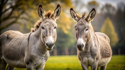 Minimalist Grey Donkeys Park Photography: Peaceful Grey Donkey Images