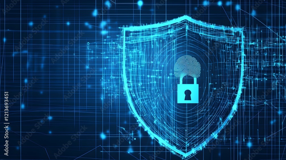 Poster digital shield protecting data with fingerprint authentication