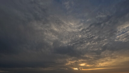 pretty sunrise goldish clouds on the sky background - photo of nature