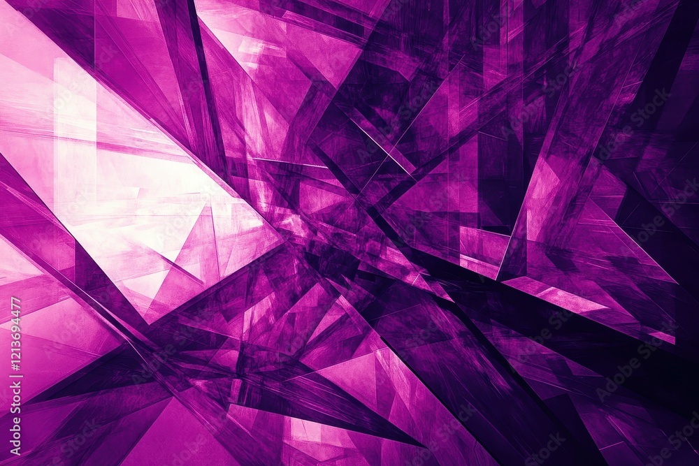 Poster vibrant purple abstract design featuring sharp geometric shapes and dynamic angles in a modern digit