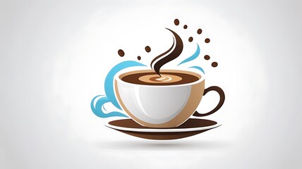 Obraz premium 3D-rendered vector icon of a coffee cup with steam, white background.