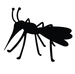 Cute cartoon hand drawn vector Mosquito icon silhouette.