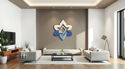 Frame mockup, ISO A paper size. Living room wall poster mockup. Interior mockup with house background. Modern interior design. 3D render

