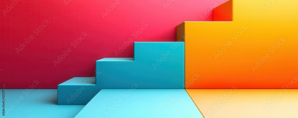 Wall mural core element flat design side view foundational concept theme 3d render vivid