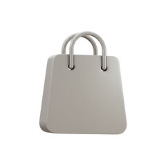 Simple Elegant Gray Shopping Bag 3D Render Minimalist Design Mockup Isolated Icon Handle Retail     