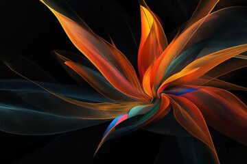 Vibrant abstract floral design showcasing swirling colors on a dark background