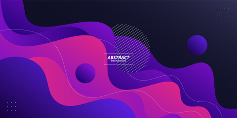 Purple and blue gradient geometric business banner design. Creative banner design with wave and line shapes for template. Vector eps10