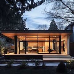 Fototapeta premium green-filled surroundings complementing beautiful bungalow architecture