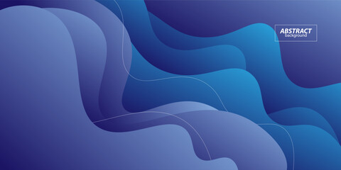 Abstract dark blue 3D wave geometric background. Wave color background with line design as template. Fluid shape composition. Vector Eps10