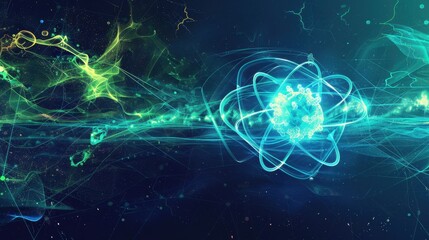 Glowing Abstract Illustration with Dynamic Background Elements