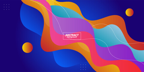 Colorful blue and orange geometric business banner design. Creative banner design with wave shape and orange circle pattern as template. Simple design on horizontal banner. Vector eps10