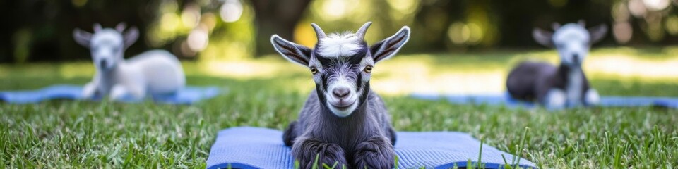 Fototapeta premium Playful Goat Yoga in the Serene Outdoors