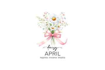 Daisy April, Birth Month Flowers PNG Sublimation Design